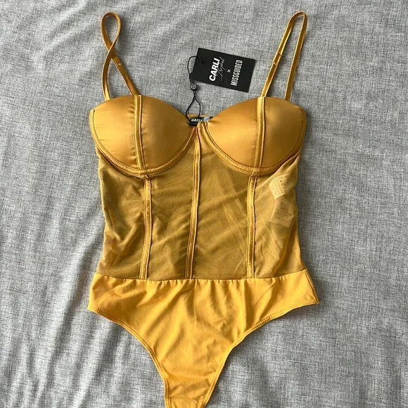 Missguided Tops Carli Bybel X Missguided Mesh Satin Corset